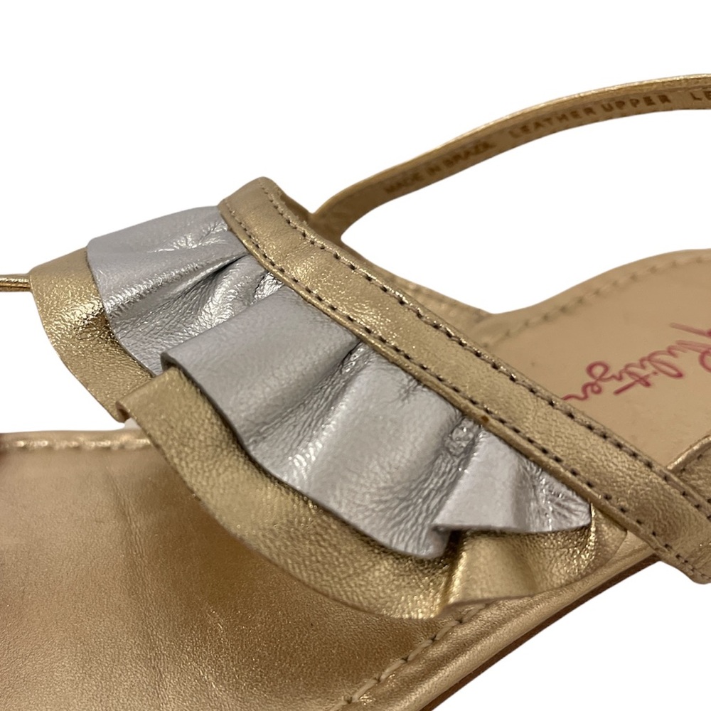 Lilly Pulitzer Gold and Silver Ruffle Thong Sandals - Picture 3 of 9